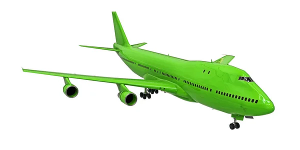 Grønne Fly Hvit Isolert Bakgrunn Store Passasjerfly Med Stor Kapasitet – stockfoto