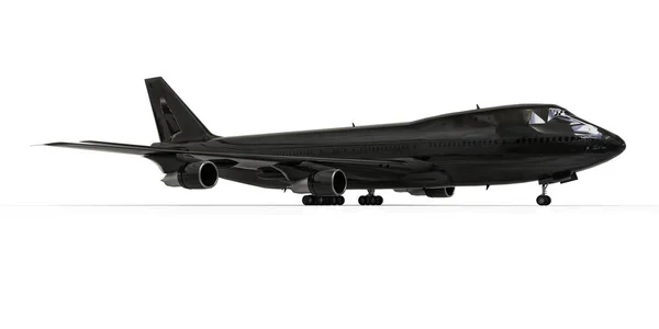 Великі Пасажирські Літаки Великої Місткості Довгих Трансатлантичних Рейсів Чорний Літак — стокове фото