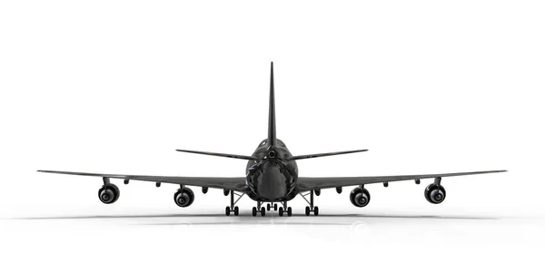 Große Passagierflugzeuge Mit Großer Kapazität Für Lange Transatlantikflüge Schwarzes Flugzeug — Stockfoto