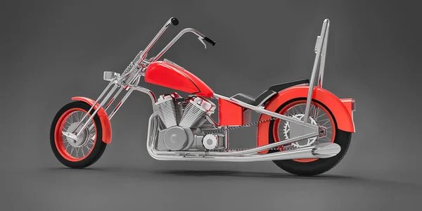 Moto Classica Rossa Personalizzata Isolata Sfondo Grigio Rendering — Foto Stock