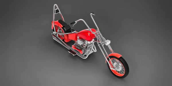 Red Classic Custom Motorbike Isolated Grey Background Rendring — Stock Photo, Image