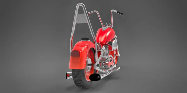 Moto Classica Rossa Personalizzata Isolata Sfondo Grigio Rendering — Foto Stock