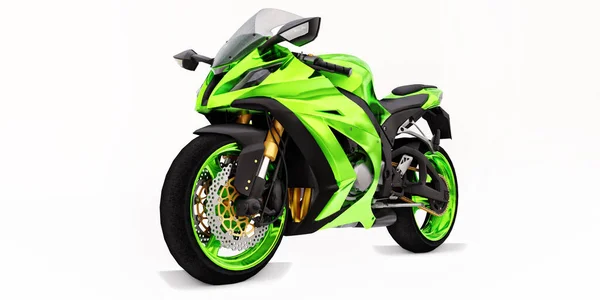 Зеленый Супер Спортивный Мотоцикл Белом Изолированном Фоне Иллюстрация — стоковое фото
