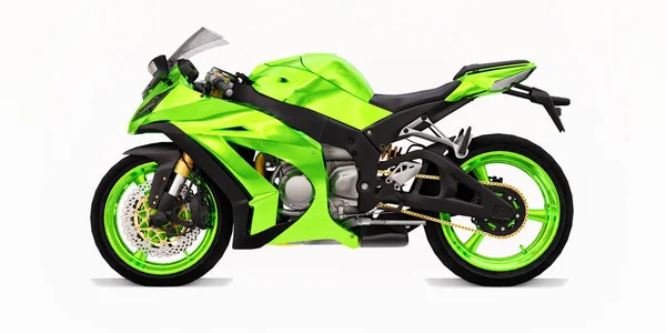 Verde Super Moto Deportiva Sobre Fondo Blanco Aislado Ilustración — Foto de Stock