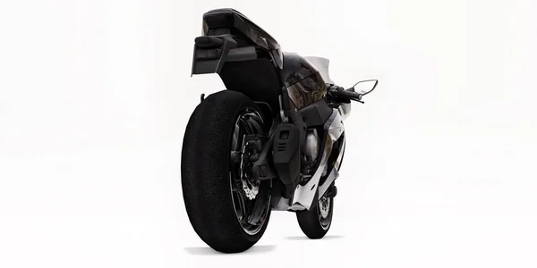 Чорний Супер Спортивний Мотоцикл Білому Ізольованому Фоні Ілюстрація — стокове фото