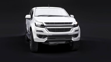 Siyah arka planda beyaz bir pikap. 3d oluşturma