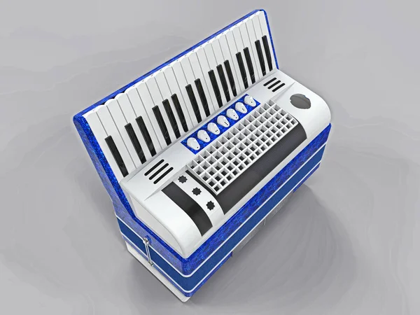 蓝色和白色手风琴灰色孤立的背景 3D说明 — 图库照片