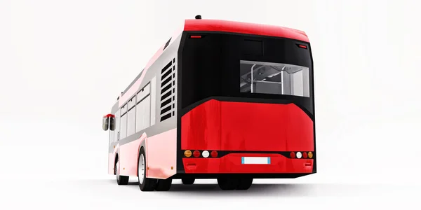 Autobús Rojo Urbano Mediun Sobre Fondo Blanco Aislado Renderizado — Foto de Stock