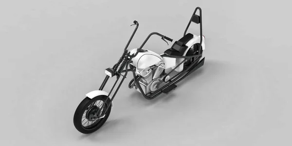 Белый Черный Классический Кастом Мотоцикл Светлом Фоне Rendring — стоковое фото
