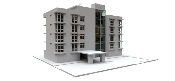 Modelo Condominio Color Blanco Con Gafas Transparentes Casa Del Apartamento — Foto de Stock