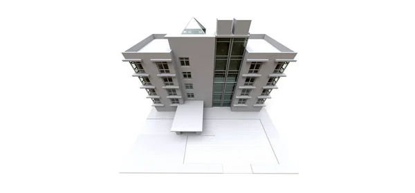 Şeffaf Gözlüklü Beyaz Renkli Apartman Modeli Apartman Dairesi Oluşturma — Stok fotoğraf