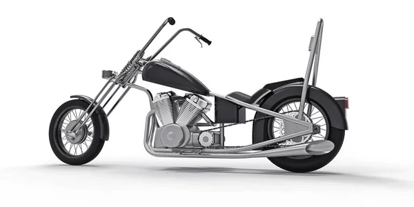 Černá Klasická Vlastní Motocykl Izolované Bílém Pozadí Vykreslování — Stock fotografie