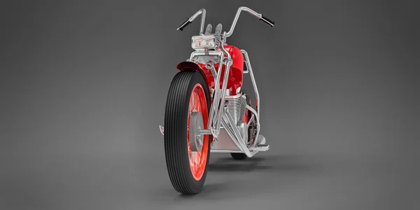 Moto Classica Rossa Personalizzata Isolata Sfondo Grigio Rendering — Foto Stock