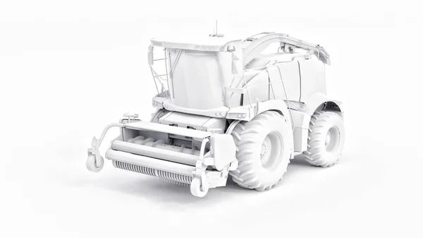 白い背景に白い現代の収穫機を設定します 3Dレンダリング — ストック写真