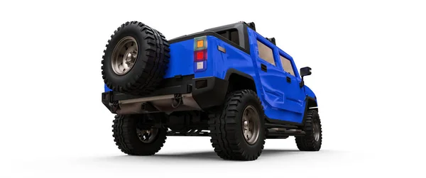 Gran Camioneta Todoterreno Azul Para Campo Expediciones Sobre Fondo Blanco — Foto de Stock
