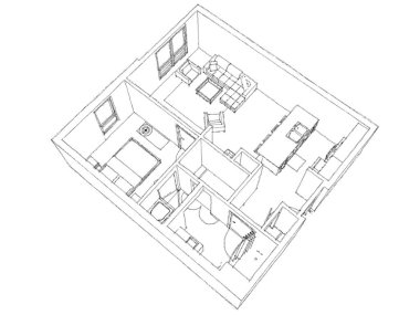 Dairenin modern iç tasarımı. Yeni, güzel bir apartman tasarımı. 3B illüstrasyon