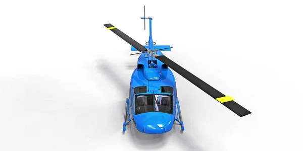 白い隔離された背景に青い小さな軍用輸送ヘリコプター ヘリコプター救助隊だ タクシーだ 救急車や救助サービスのためのヘリコプター 3Dイラスト — ストック写真
