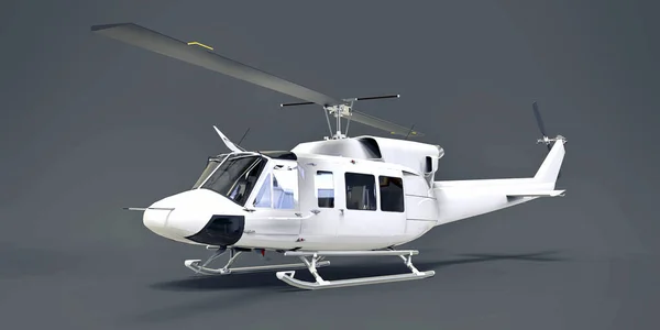 Branco Pequeno Helicóptero Transporte Militar Fundo Isolado Cinza Serviço Resgate — Fotografia de Stock