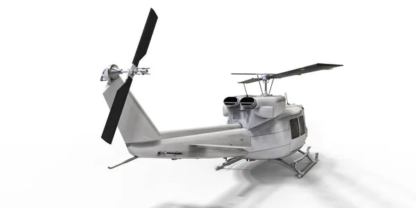 Beyaz Izole Edilmiş Arka Planda Küçük Bir Askeri Nakliye Helikopteri — Stok fotoğraf