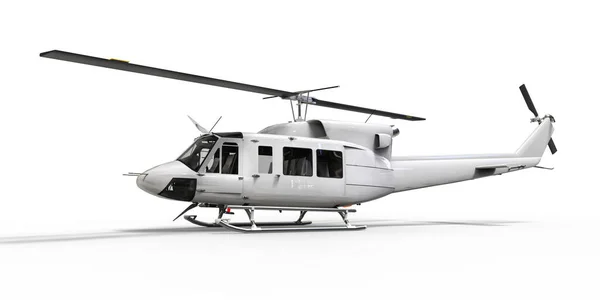 Branco Pequeno Helicóptero Transporte Militar Fundo Isolado Branco Serviço Resgate — Fotografia de Stock