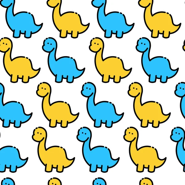 colored seamless repeating childrens pattern with cute dinosaurs for fashion clothes, fabric.