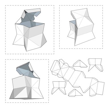 Die kesme şablonu kutusuyla. Ambalaj kutusu için gıda, Hediyelik veya diğer ürünleri. Beyaz arka plan üzerinde izole. Tasarımınız için hazır. Ürün Ambalaj vektör Eps10