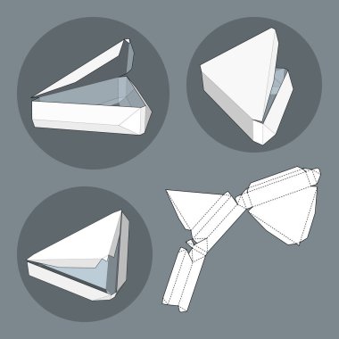 Die kesme şablonu kutusuyla. Ambalaj kutusu için gıda, Hediyelik veya diğer ürünleri. Beyaz arka plan üzerinde izole. Tasarımınız için hazır. Ürün Ambalaj vektör Eps10