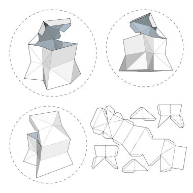 Die kesme şablonu kutusuyla. Ambalaj kutusu için gıda, Hediyelik veya diğer ürünleri. Beyaz arka plan üzerinde izole. Tasarımınız için hazır. Ürün Ambalaj vektör Eps10