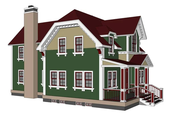 维多利亚风格的老房子 白色背景上的插图 种类从不同的边 — 图库矢量图片