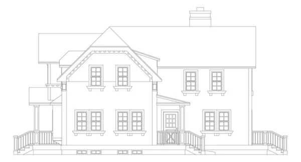 维多利亚风格的老房子 白色背景上的插图 轮廓线中的黑白插图 种类从不同的边 — 图库矢量图片