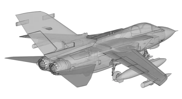 Silhouette Caccia Jet Militare Immagine Velivoli Linee Contorno Struttura Interna — Foto Stock