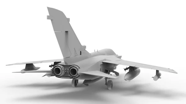 军用战斗机 三维光栅以完全白色模型的形式展示 3D渲染 — 图库照片