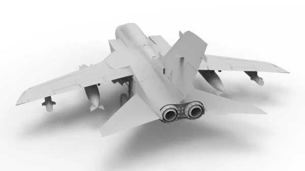 Military Fighter Aircraft Three Dimensional Raster Illustration Form Completely White — Stock Photo, Image