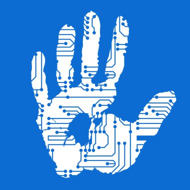 Handprint with the electronic board. clipart
