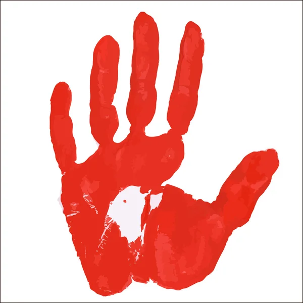 Imprint of human hands in red paint — Stock Vector