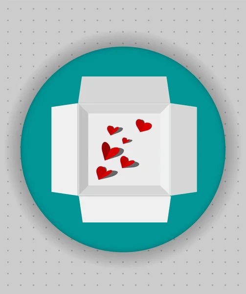 Sevgililer günü illüstrasyon hediye kutu kırmızı kağıt kalpleri ile — Stok Vektör
