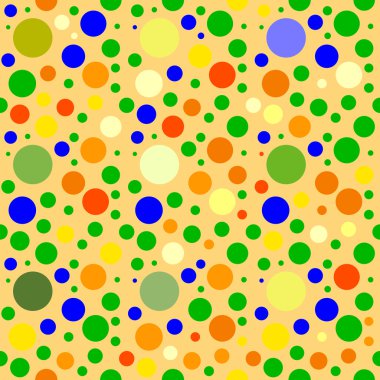 Sarı arka plan üzerinde renkli Polka dot