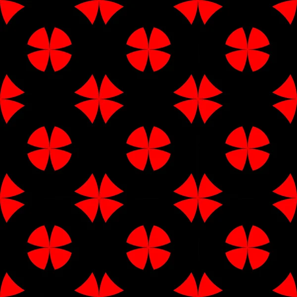 Czarny i czerwony ornament z motywami kwiatowymi — Wektor stockowy