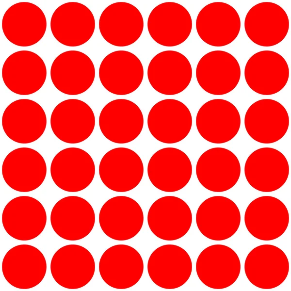 Red polka dots pattern on white background — Stock Vector