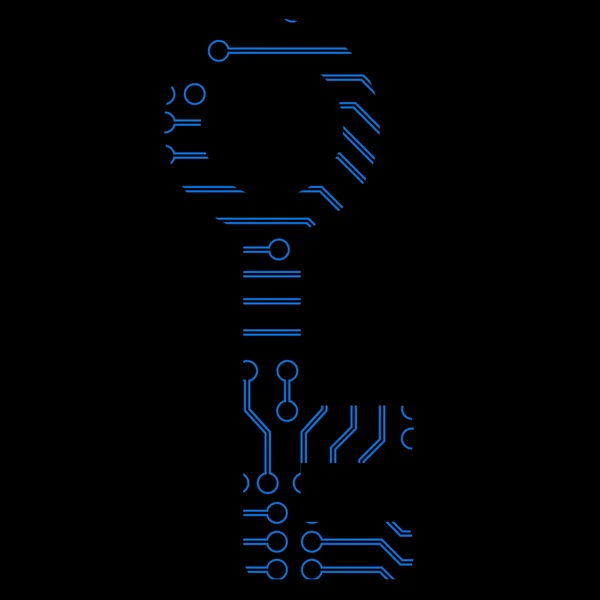 Blue digital key icon — Stock Vector