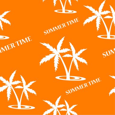 Turuncu renk yaz deseni ile palmiye ağaçları