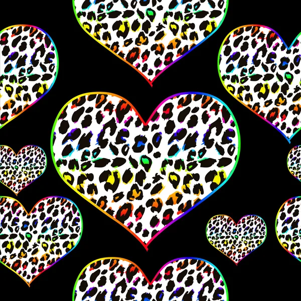 Corazones sexy con patrón de impresión de leopardo . — Vector de stock