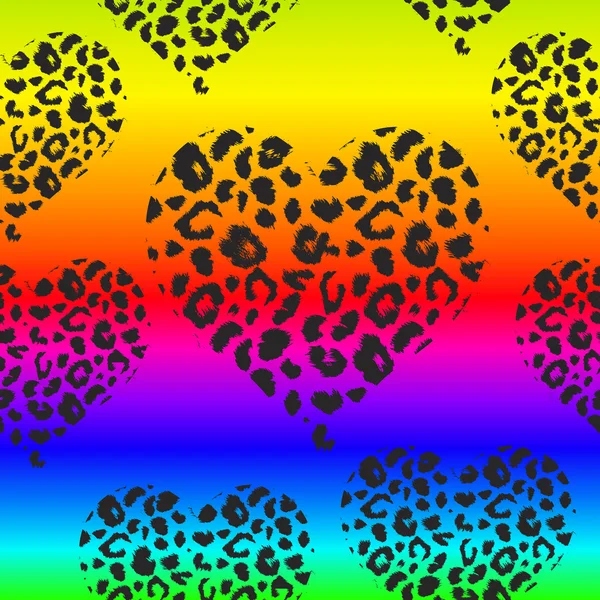 Sexig hjärtan med leopard print mönster. — Stock vektor
