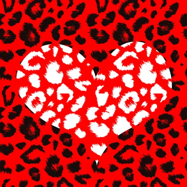 Corazón sexy con patrón de impresión de leopardo — Vector de stock