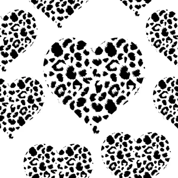 Corazones sexy con patrón de impresión de leopardo . — Archivo Imágenes Vectoriales