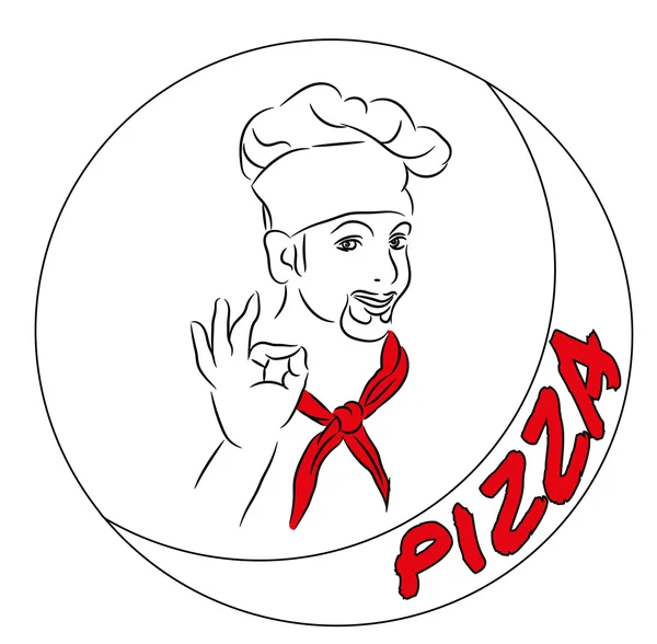 Pizzabäcker Cartoon-Illustration — Stockvektor