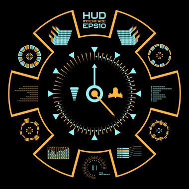 Vektör mavi sanal grafik dokunmatik kullanıcı arayüzü Hud soyut.