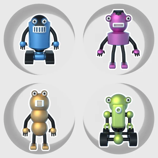 Robots set illustraties 3d — Stockfoto