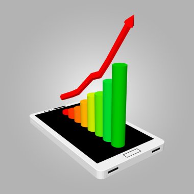 Akıllı telefonlar satışlarında büyüme gösteren Infographics. Kar artışı. Kar artırmak için zamanlama. Infographic tasarım şablonu ile akıllı telefon vektör