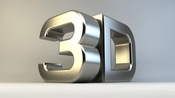 Metal 3D logo isolated on white background with reflection effect. — Stock Photo, Image